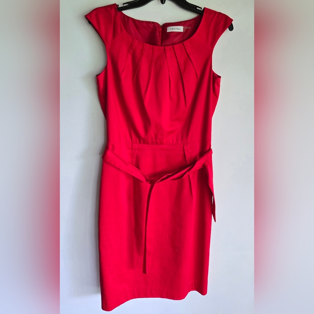 Calvin Klein Red Sheath Dress Size 10